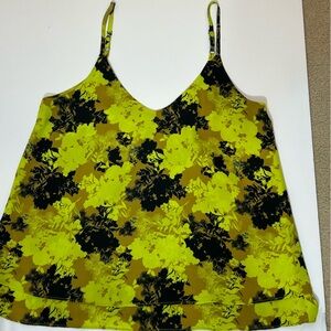 Allison Joy Floral Tank in Yellow/Chartreuse and Black Size Small